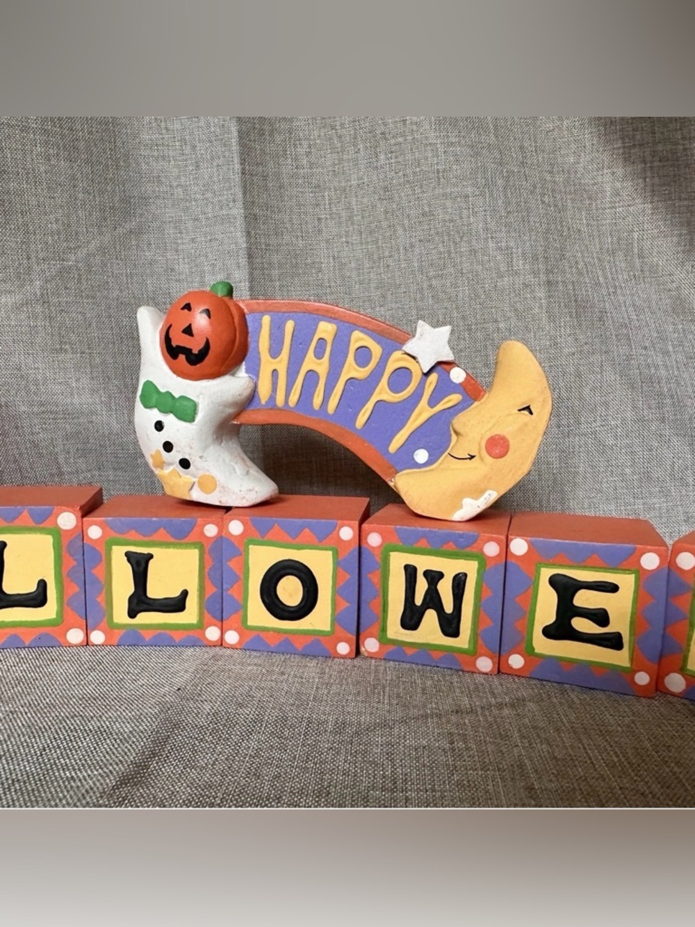 Vintage Midwest of Cannon Falls wooden Happy Halloween Letter Blocks Importers - Picture 3 of 9